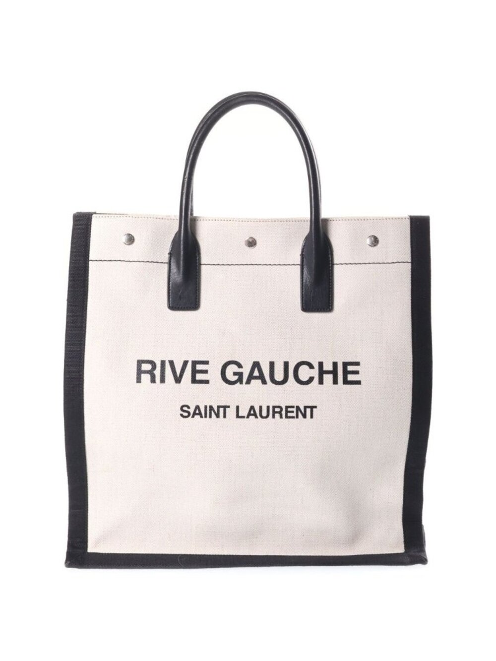 Saint Laurent Paris North South Rive Gauche Logo Print Canvas Hand Tote Bag